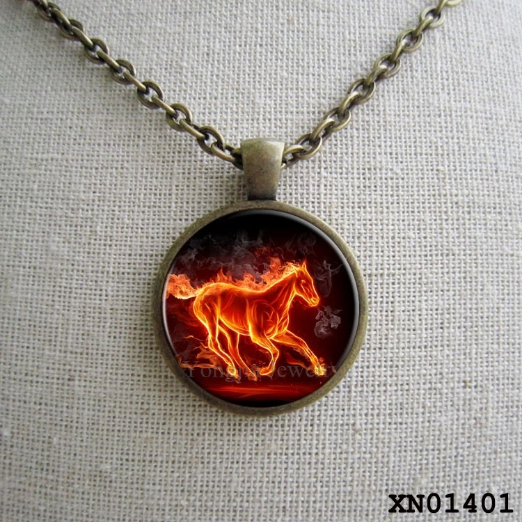 Fire Horse Necklace Pendant Unique Art Picture Gif...