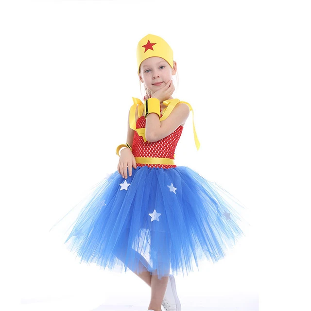Wonder-woman Girl Cosplay Costume Tutu Dress Princess Kids Party Dresses  Prom Dance Dress Girl Clothing Blue Vestidos - Girls Casual Dresses -  AliExpress