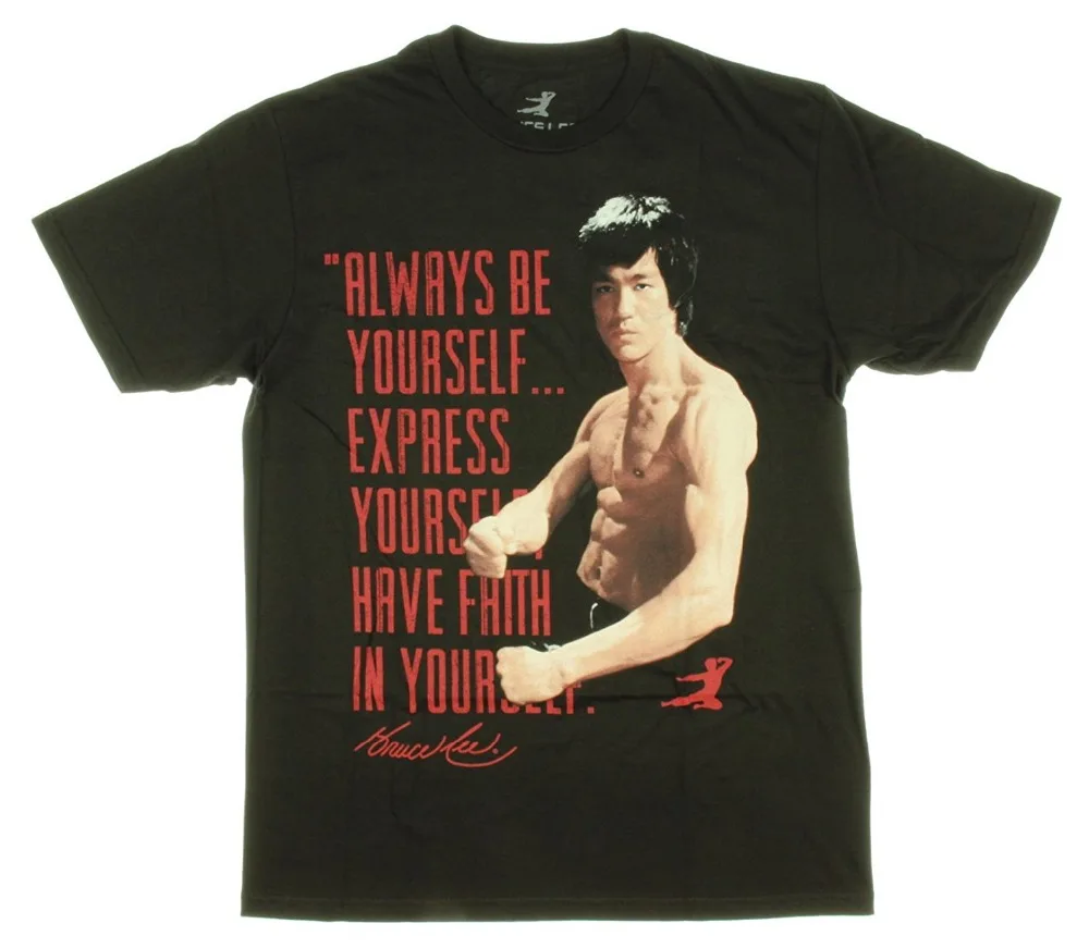 

2017 Summer fashion streetwear short sleeve Tees Bruce Lee Always be yourself express Mens Men's Shirts Men Clothes Novelty Cool