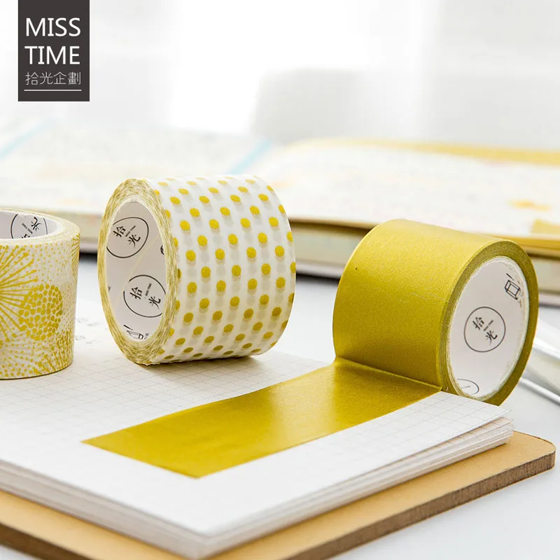 

3CM*7M Golden Bright Dots Striped Masking Tape Album Scrapbooking Decor Washi Tape School Supply Stationery Decor