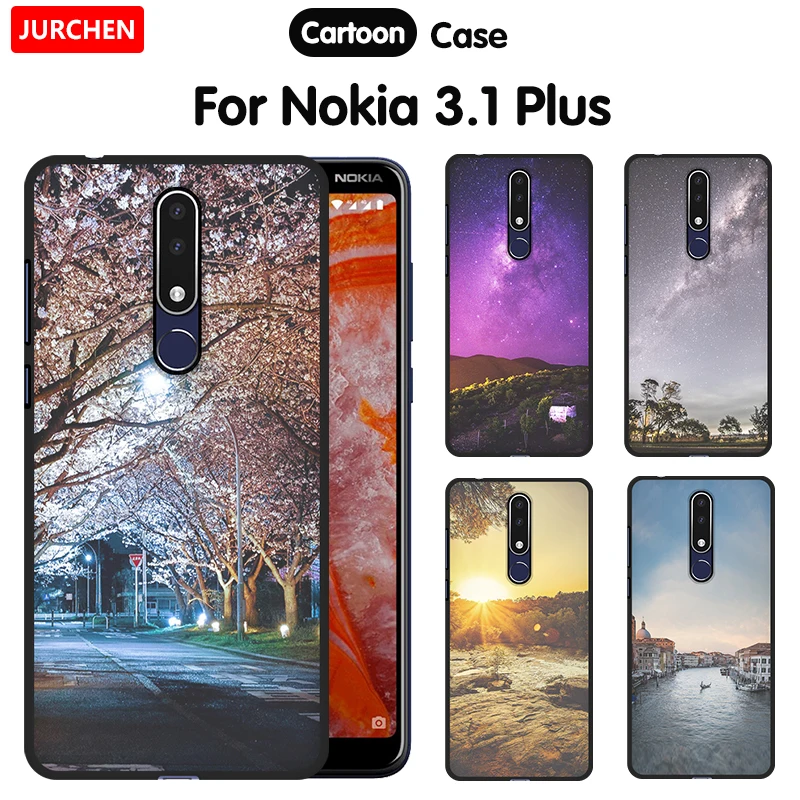 

JURCHEN Soft Silicone TPU Protective For Nokia 3.1 Plus 2018 Case Tree River Printing Mobile Phone Case For Nokia 3.1 2018 Cover