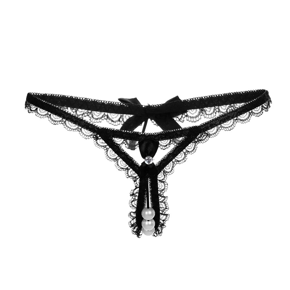 

Women Sexy Exotic Pearl G-string Thongs Panties Lingerie Women Lace Floral Underwear Low Waist Seamless Briefs Panties Intimates