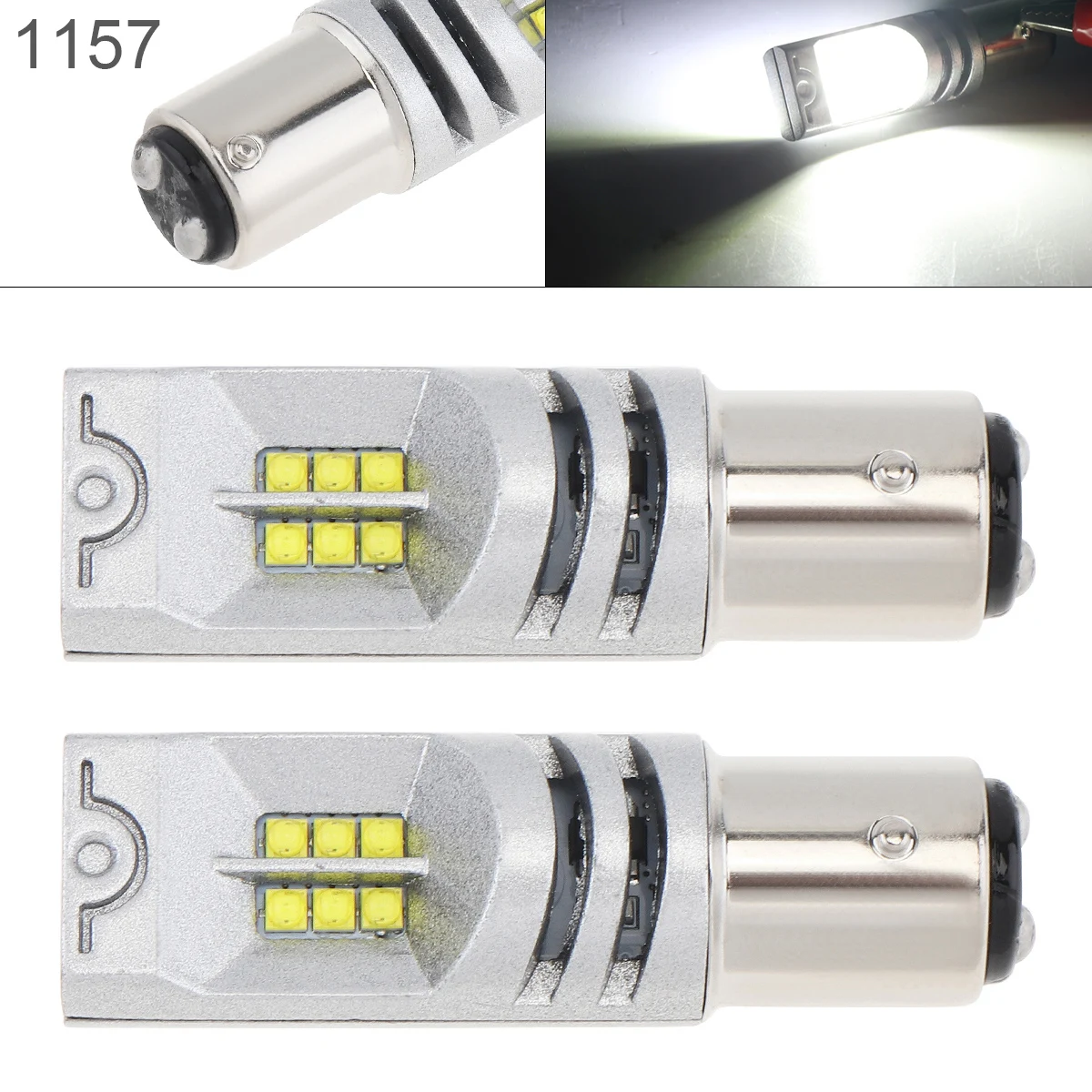2pcs 12V 1157 COB SMD Lights 1200LM 6500K 7500K White Driving Running Car Lamp Auto Light