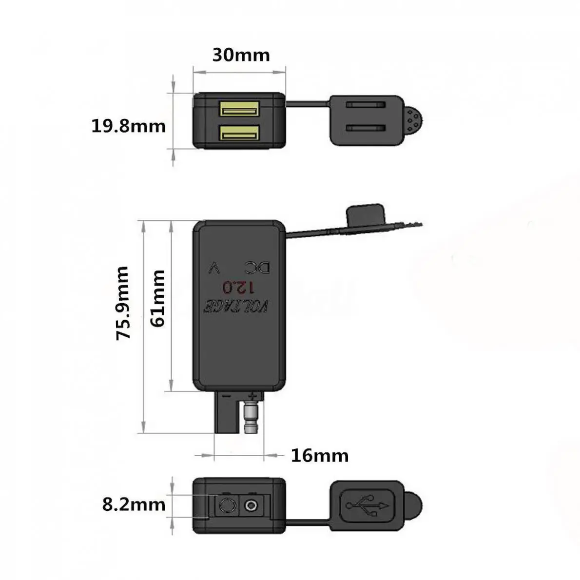 2.1A SAE двойной USB кабель адаптер двухпортовый разъем питания смартфон планшет gps зарядное устройство с вольтметром для мотоцикла автомобиля лодки