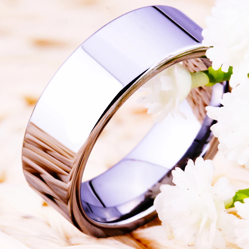 Горячая Распродажа 8 мм ширина классические обручальные кольца обручальные серебряные кольца трубы на заказ Гравировка карбида вольфрама кольца для мужчин и женщин
