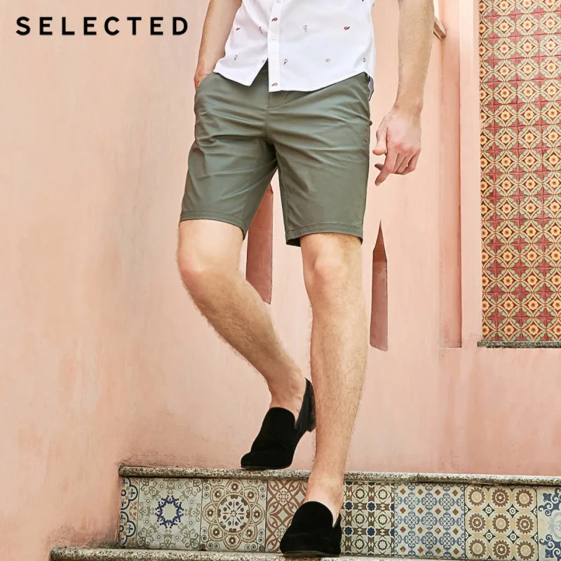 Выбранные Для Мужчин's летняя классического кроя Однотонная одежда Прямые Повседневное хлопковые шорты S | 4192SH534 - Цвет: GREEN