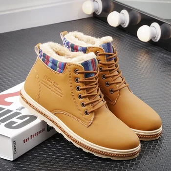 

Men's Winter Boots Work Booties Ankle Plush Keep Warm Casual Shoes High Top Sneakers Comfortable Footwear Male Zapatos De Hombre