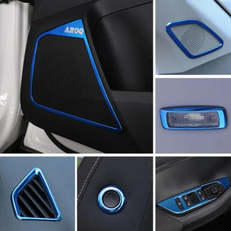 Tonlinker cubierta pegatinas para SKODA KAROQ 2017-18 estilo de coche 1-4 piezas de acero inoxidable Interior piezas azul estilo cubierta de la etiqueta engomada Tonlinker cubierta pegatinas para SKODA KAROQ 2017-18 estilo de coche 1-4 piezas de acero inoxidable Interior piezas azul estilo cubierta de la etiqueta engomada