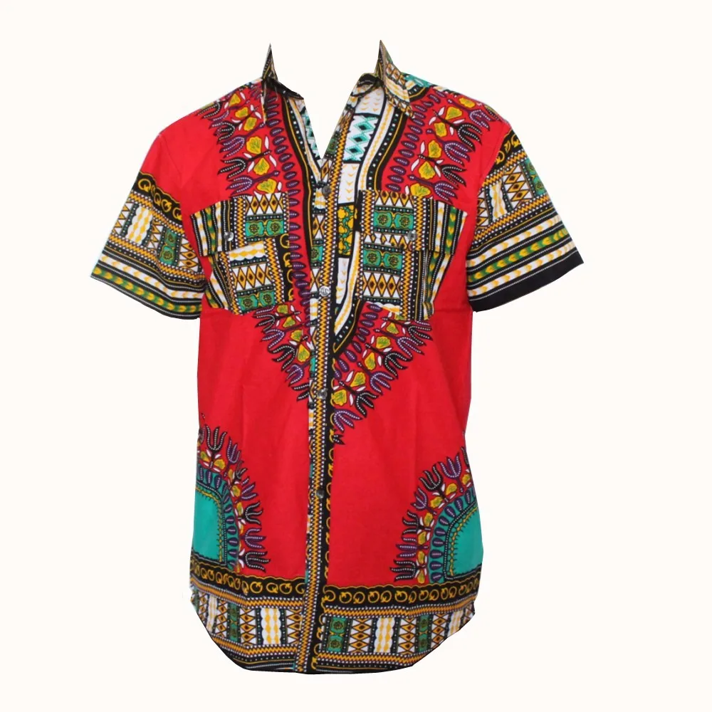 2016 короткий рукав Новый дизайн Африканский Традиционный рисунок 100% хлопок Дашики для унисекс Африканский карман Мужская рубашка Дашики