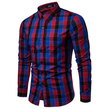 

2019 Brand Plaid Shirt Checkered Shirt Men Shirts Long Sleeve Chemise Homme Cotton Male Check Shirts Casual Cotton Fit Slim