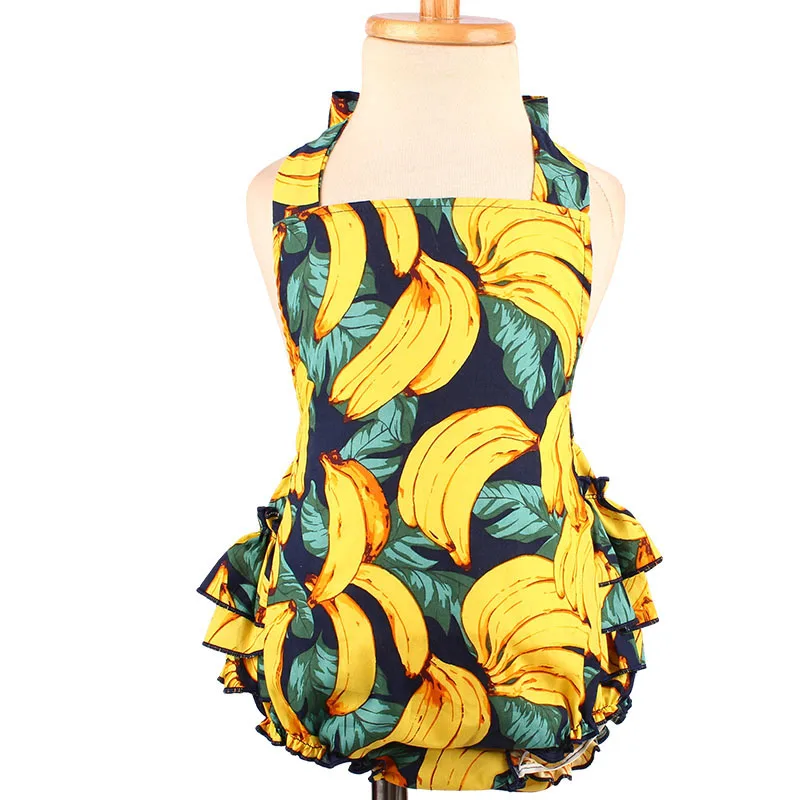 Sleeveless Infant Newborn Romper 2pcs Baby Girls Clothes Jumpsuit Banana Print New Summer Bandage Playsuit Sunsuit Outfits (10)