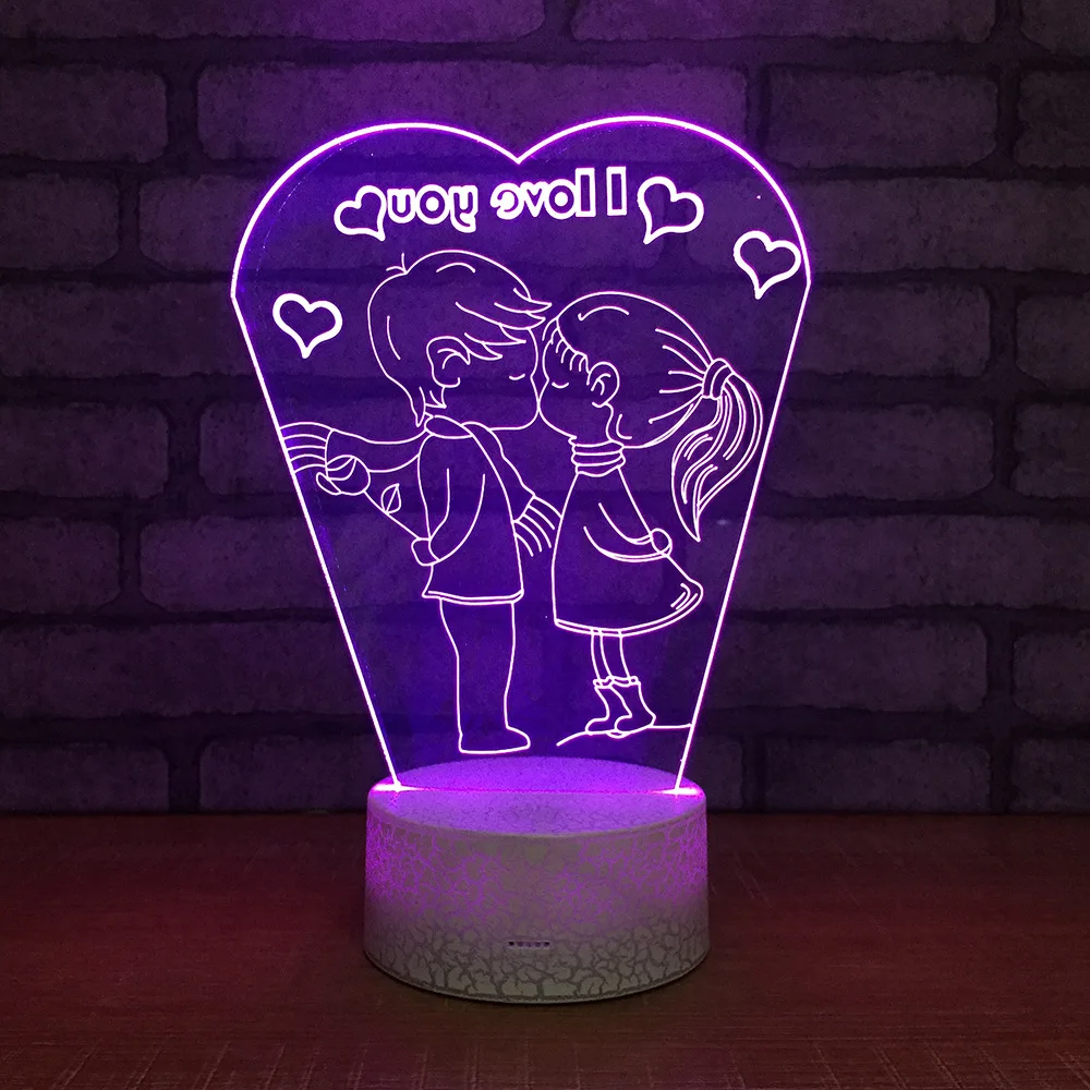 

Colorful Acrylic Lovers 3d Desk Lamp Creative Bedroom Wedding Room Decorative Lights To Give Boyfriend Gifts Led Table Lamps