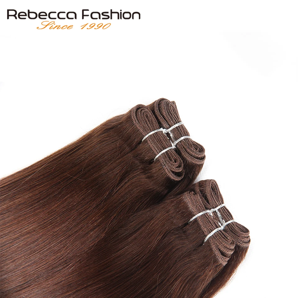 Rebecca-Tissage de cheveux brésiliens naturels lisses, lot de 4 mèches de 190 g/paquet, 6 couleurs #1 # 1B #2 #4 # 99J # bordeaux, noir brun rouge