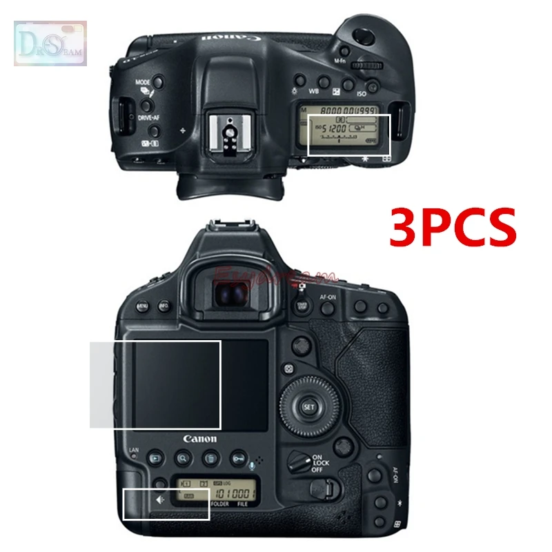 

Self-adhesive Glass Main LCD Screen + Info Film Protectors Guard Cover for Canon 1DX Mark II 1DXII