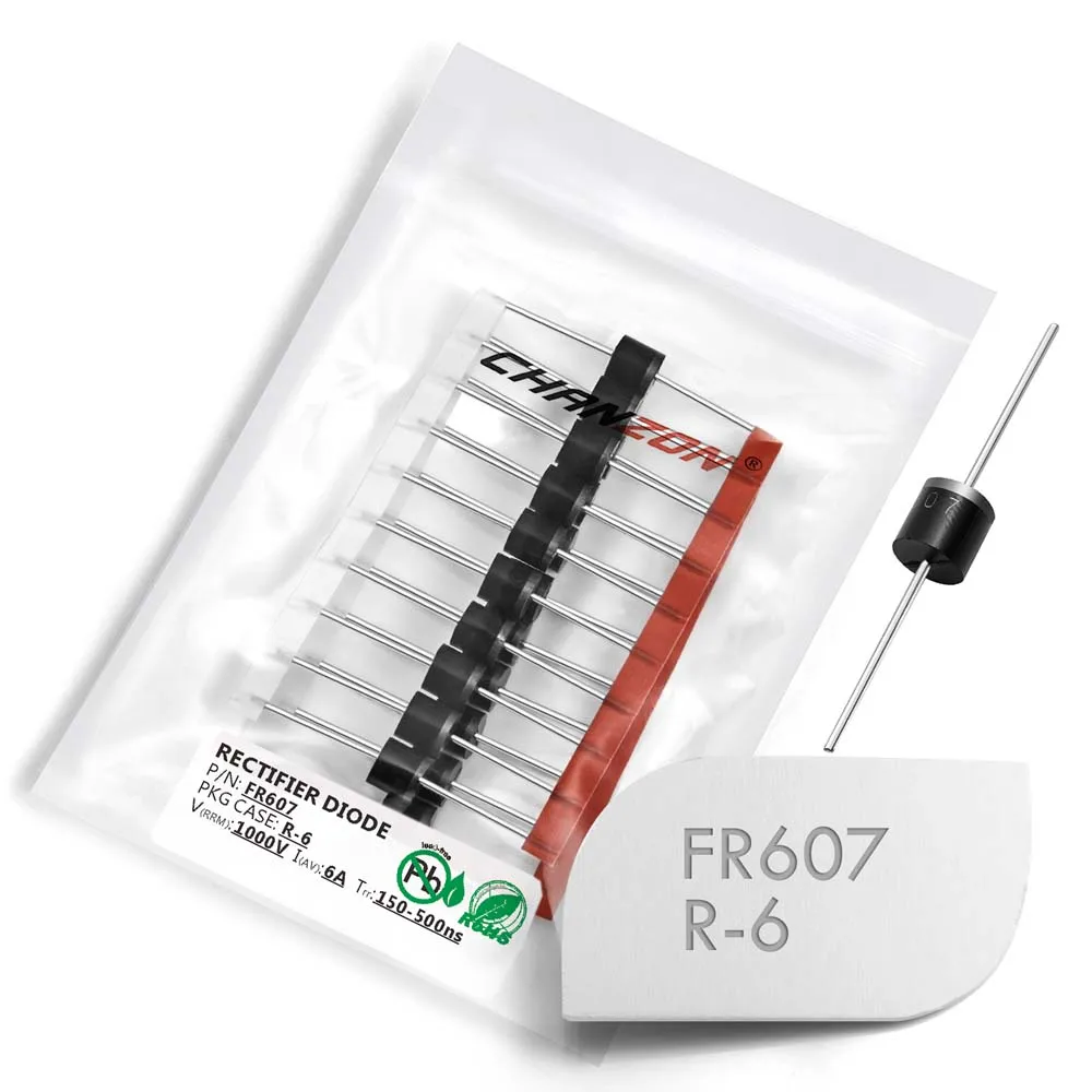 (20 adet) FR607 hızlı toparlanan doğrultucu diyotlar 6A 1000 V 150-500ns R-6 eksenel 6 amper 1000 Volt FR 607 diyotlar