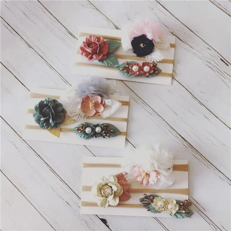 

3 Pcs/set Baby Hair Band Flower Shape Handmade Kids Head Fashionable Photography Props Head Jewelry Gifts