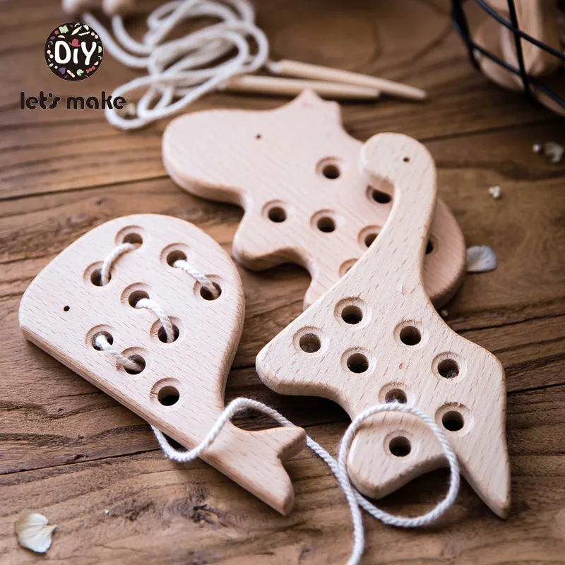 Детские игрушки из бука дерево мультфильм Животные Прорезыватель Развивающие