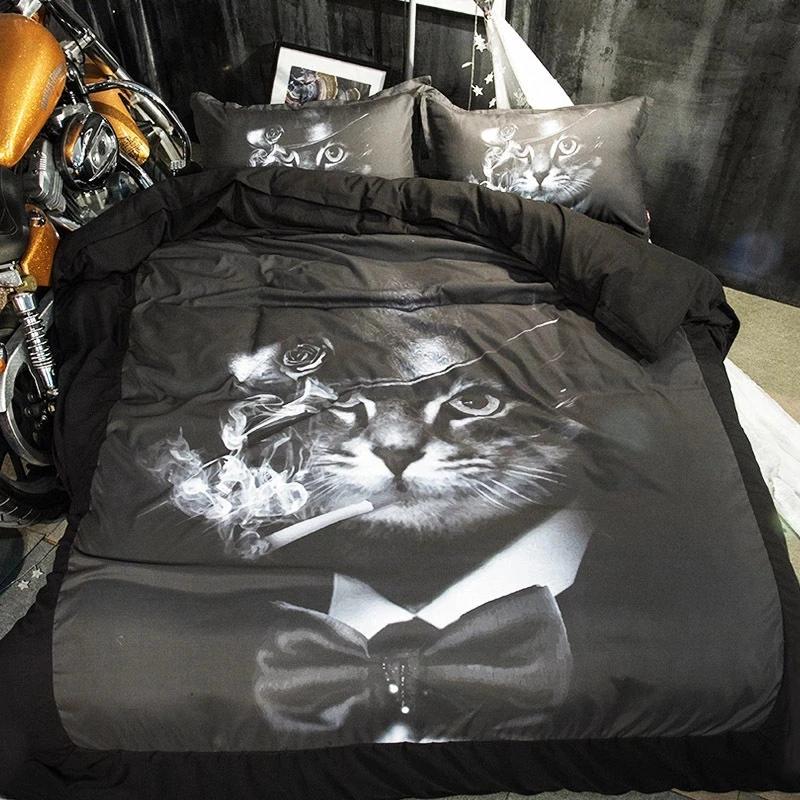 

gentleman cat beddengoed printed bedding single twin queen king size 3/4PC bedspread darkly pillow cover children home textile
