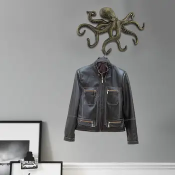

NEW Cast Iron Octopus Key Crafts Nordic Wrought Key Hook Octopus Hook Antique Decorative Hook with 6 Tentacle Shaped Hooks