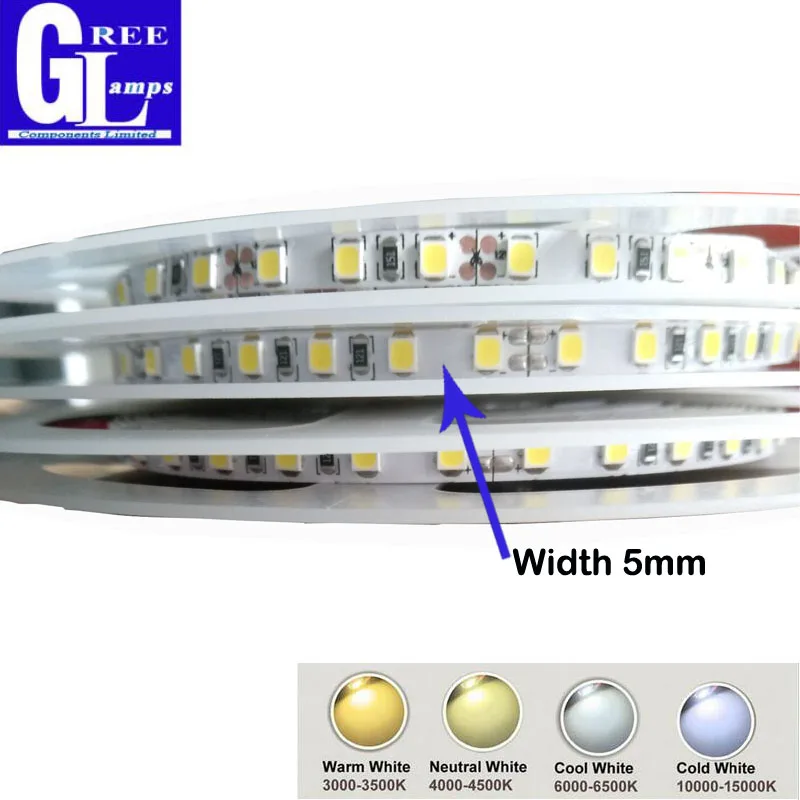 #cheap CRI gt;80 High Brightness DC 12V 24V 5mm Led Strip Narrow Side Width High Brightness Flexible Light 120led m White Warm White 5M