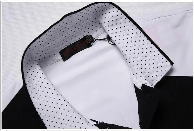 Стиль Дизайн Для мужчин поло модный пэчворк с длинными рукавами рубашка поло Для мужчин Slim Fit Для мужчин s Повседневное хлопка рубашки поло плюс размеры 6XL