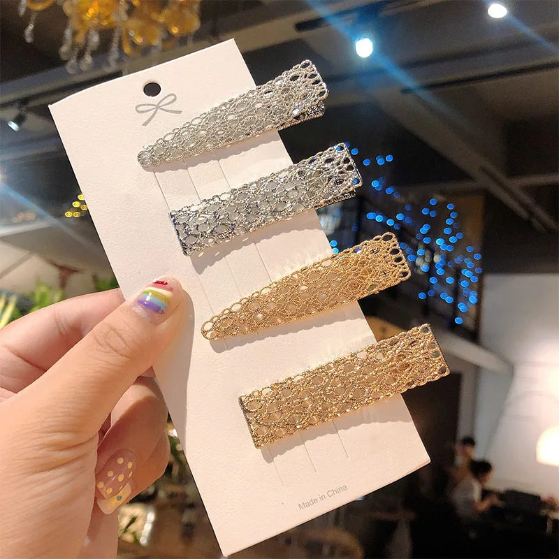 

1PC New Women Elegant Silver Gold Hollow Hairpins Rectangle Waterdrop Hair Clips Headband Barrettes Fashion Hair Accessories
