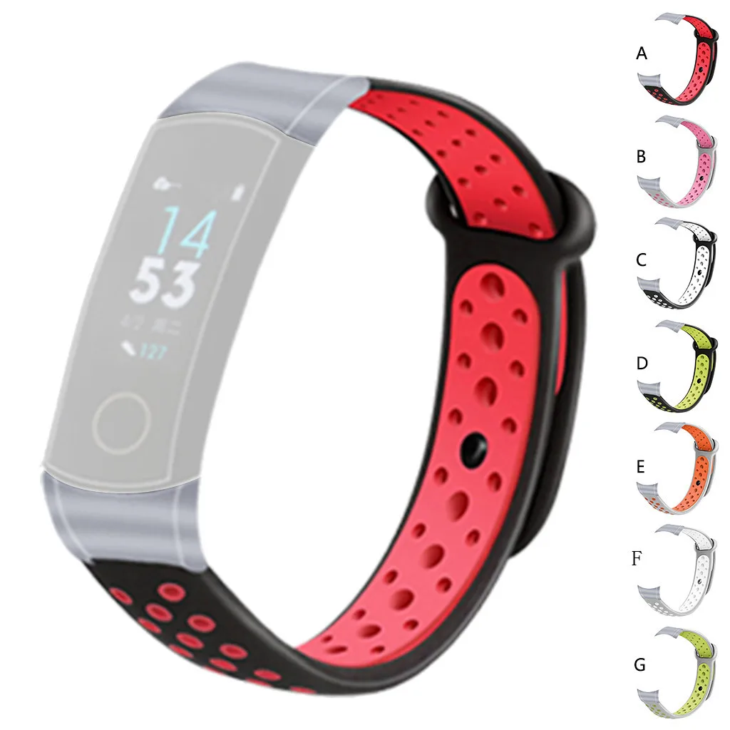 

Smartwatch Smartband Silver Connector Silicone Two-Color Watch Band Wrist Strap For Huawei Honor 4 Smart Watch Watches Straps