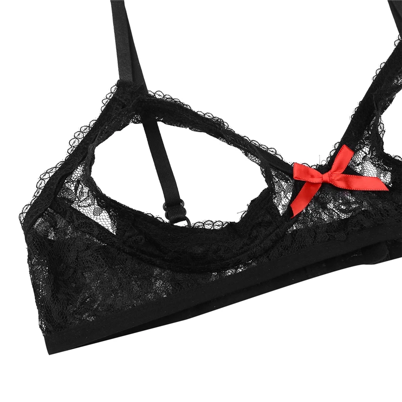 Sexy Lingerie Women Open Cup Bra Erotic underwear triangle bralette bustier corset crop top bra Lace Floral unpadded Bra