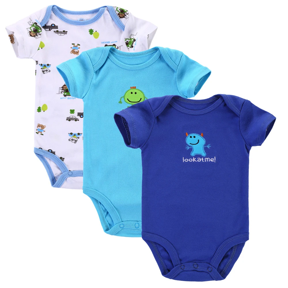 Детский комбинезон с коротким рукавом из натурального хлопка 3 шт./лот|baby rompers|new