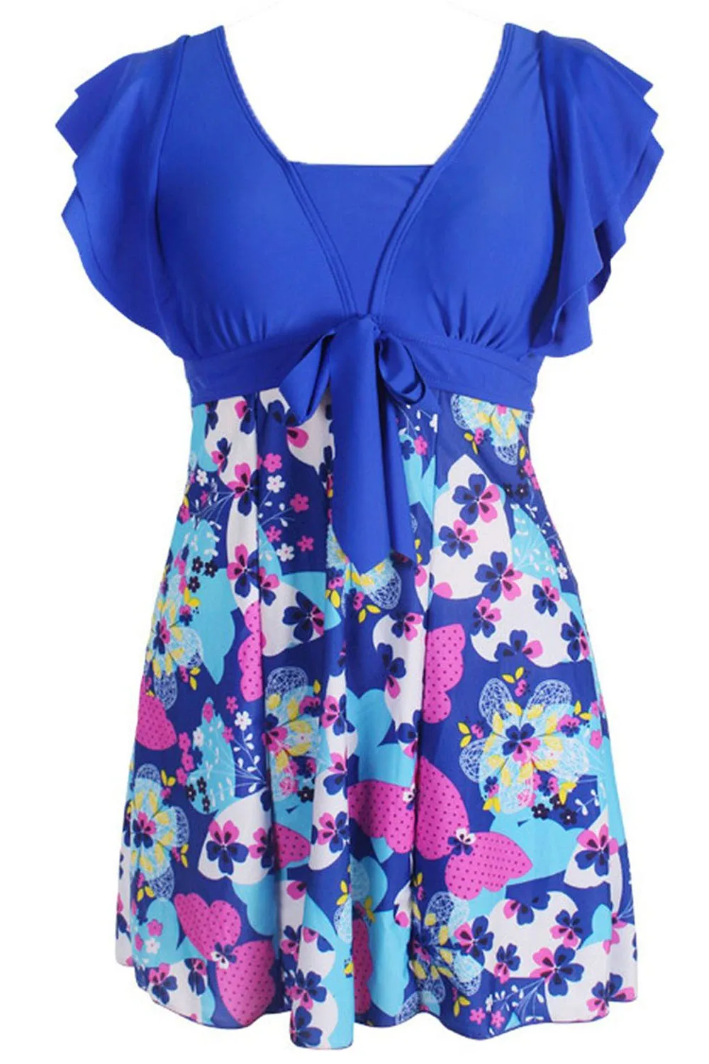 

New Sale Women One-piece Swimsuit Soft Cup Butterfly Print Swimwear Beach Suit Plus Size Swimwear Navy blue 5XL