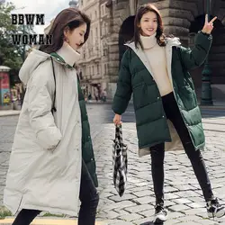 Две стороны носить хлопок для женщин пальто 2018 длинный пуховик студент корейский хлеб стиль свободные мужские парки ZO1763