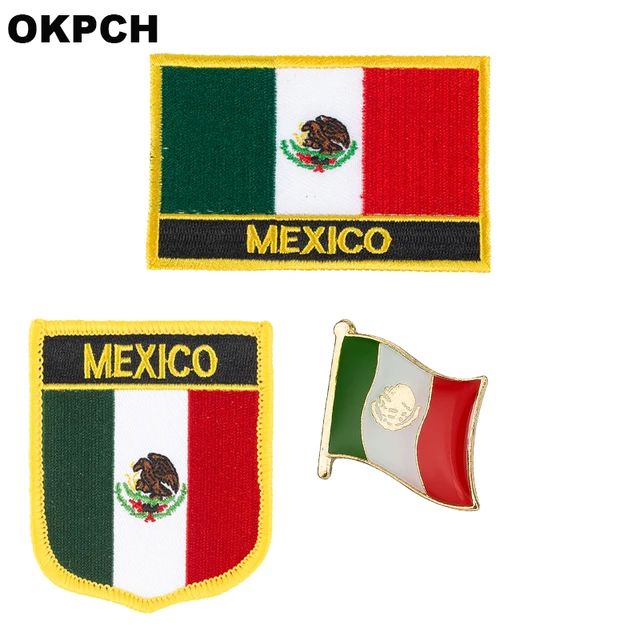 LIBERWOOD Mexico Flag Skull Embroidered Patch IR Reflective Mexican  Tactical Army Hook National Eagle Emblem Armband