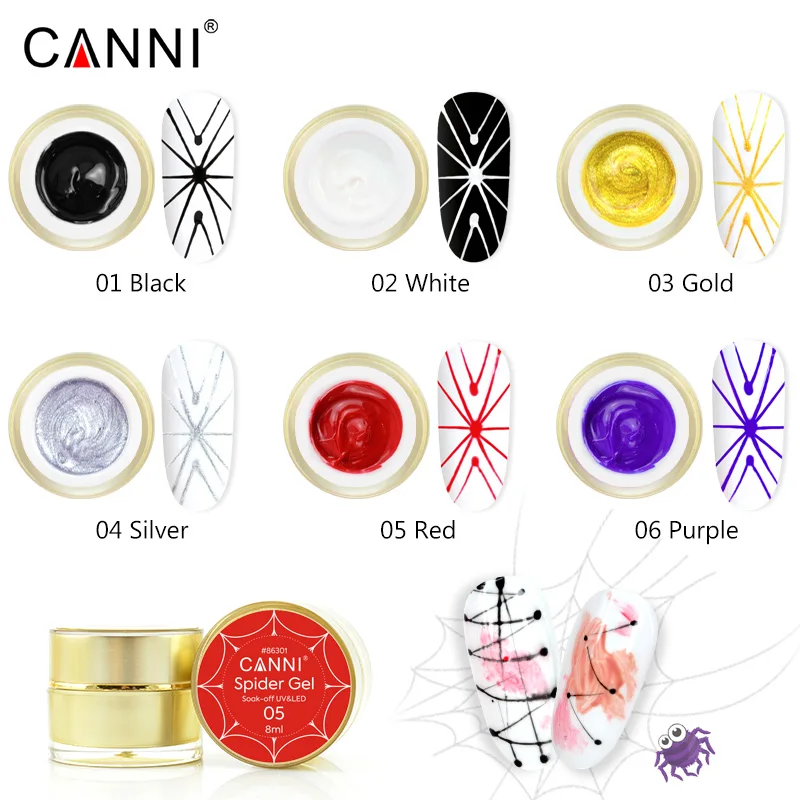 CANNI, 3D гель для рисования пауком, 6 цветов, маникюр, дизайн ногтей, салонный VENALISA, 8 мл, дизайн, эмалированная проволока, рисунок, УФ светодиодный Гель-лак