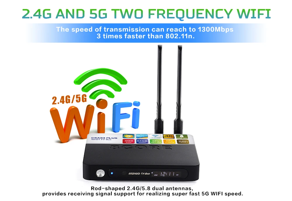 Android 8,1 CSA93 PLUS tv Box 2,4G+ 5G WiFi Bluetooth 4,0 4G ram 64G eMMC HDMI RK3328 четырехъядерный H.256 4 k UCD Google ТВ-приставка