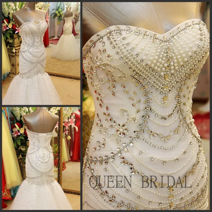 Custom Made Crystle Crystal Beaded Mermaid Wedding Dress Wedding
