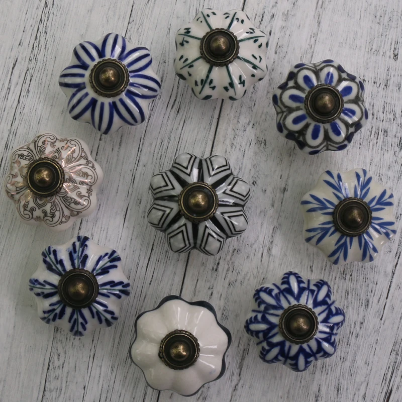 

1PC Ceramic knob cabinet knob door handle drawer pull unique decorative furniture hardware antique bathroom Kitchen Knobs