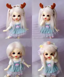 Серый розовый длинные шерстяные парик для 1/8 pukifee AE LATI BJD Dollfie 14 см