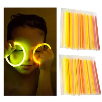 

100 Pcs Light Glow Sticks Bracelets Necklaces Neon For Wedding Party Glow Stick Bright Colorful Glow Sticks Fluorescence