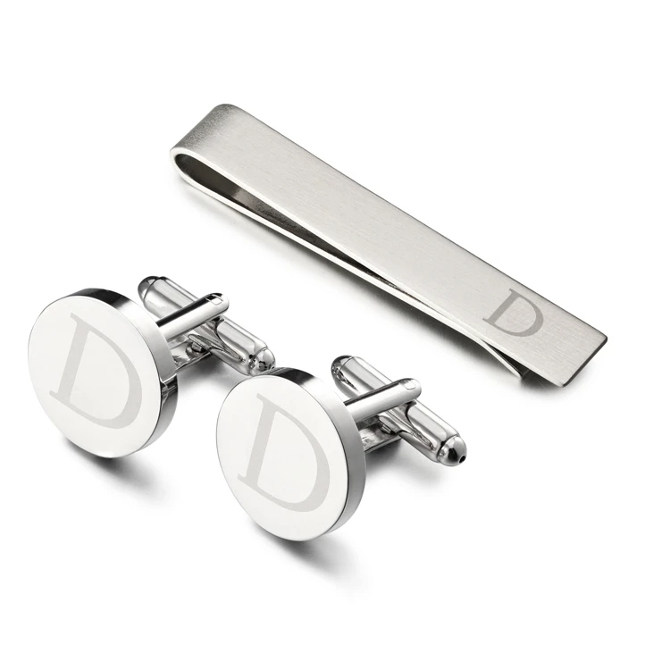 LEPTON Alphabet Cufflinks & Tie Clip Set for Men - Elegant Wedding & Business Accessory