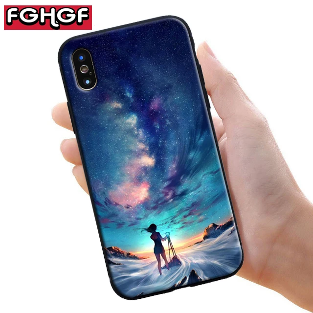

FGHGF Starry Sky Star Phone Cases For iPhone 6 6S 7 8 Plus X 5S Photography Girl Case Soft TPU Retro Phone Back Cover Capa Coque