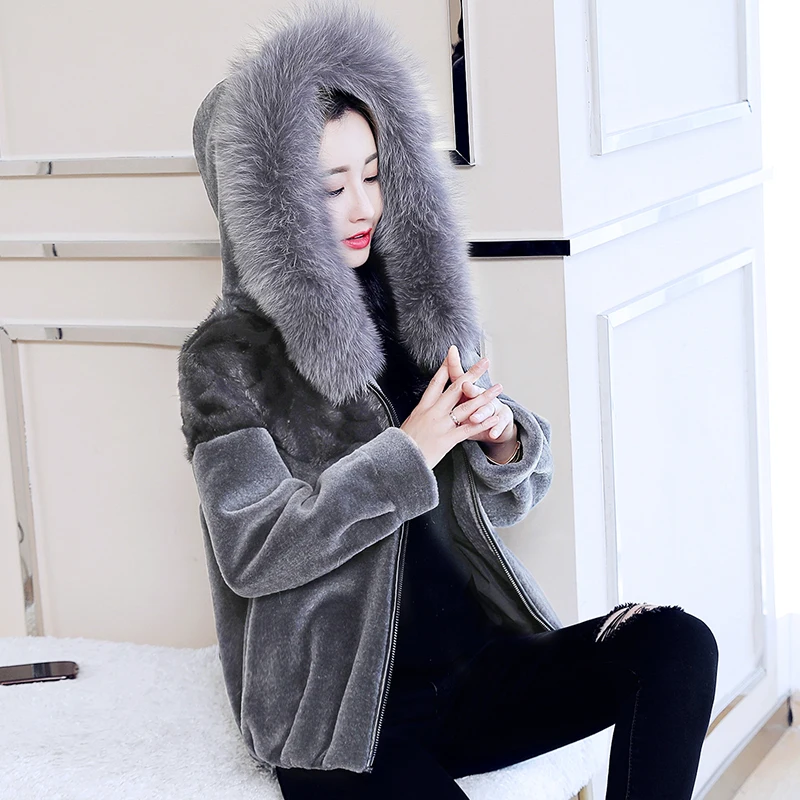 Manteau À 3xl 2 Mode Laine Renard Plus Capuchon D'agneau Hanzangl Fourrure 2018 Moutons Chaud De M Taille Survêtement Femmes 1 Cisaillé Hiver t1wxHP