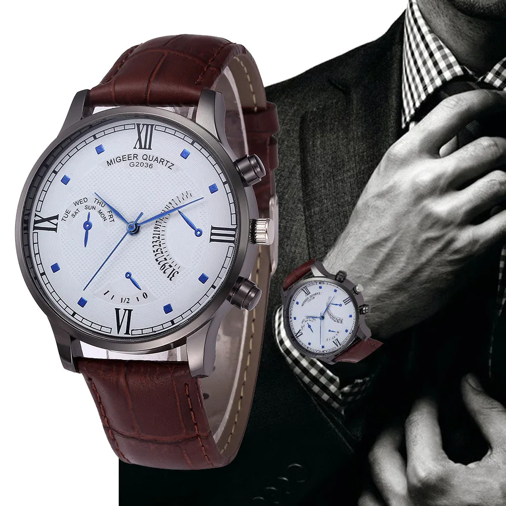 

Retro Design Leather Band Analog Alloy Quartz Wrist Watch watch men luxury brand famous clock men waterproof wristwatch Fashion