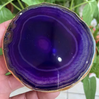 

1pcs Natural purple landform, insulated glass roller coaster mat, crystal crystal board, gold mineral lace decoration