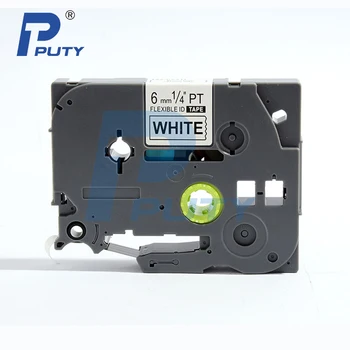 

10-Pack PUTY Compatible TZ Flexible Label Tape TZ-FX211 TZe-FX211 6mm Black on White Cable Cassette for Brother P-touch Printer