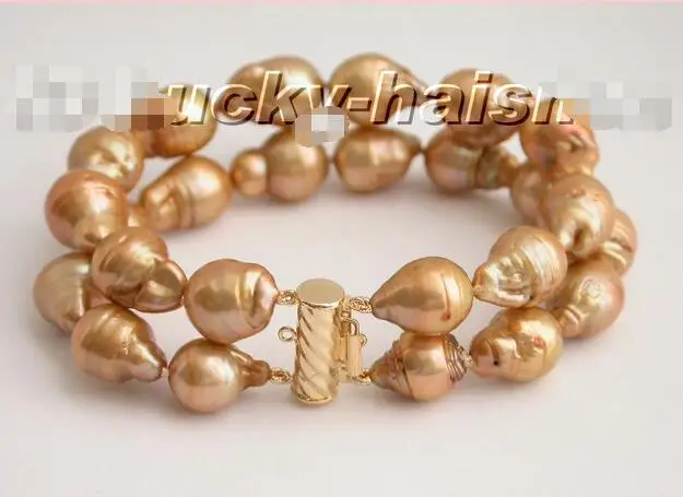 

Shipping >>>>>2row baroque champagne reborn keshi pearl bracelet