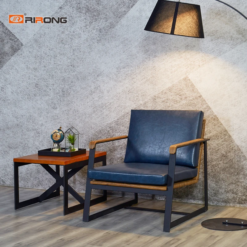 عالية الكثافة الأزياء الأزرق العتيقة كنبة مكتب طاولة القهوة الخشبية مجموعة