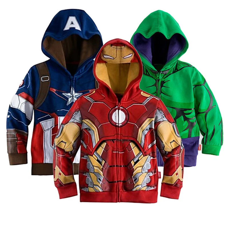 

Baby Boy Jacket The Avengers Captain America Spiderman Boy Hoodies Coat Cotton Casual Zipper Raytheon Boys Outerwear Kid Clothes