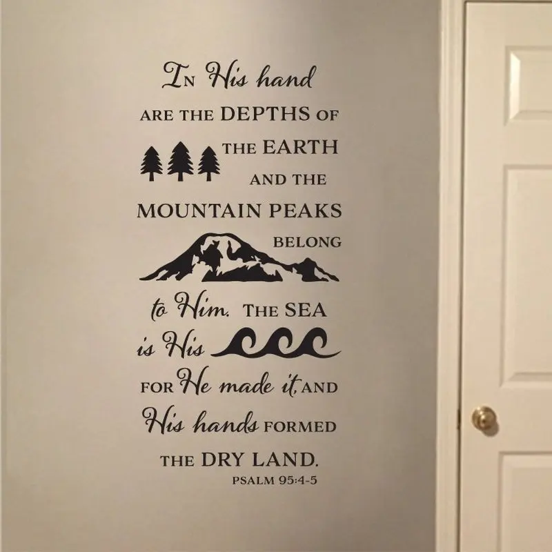 In His hand are the depths of the earth Bible Verse Vinyl Wall Decor