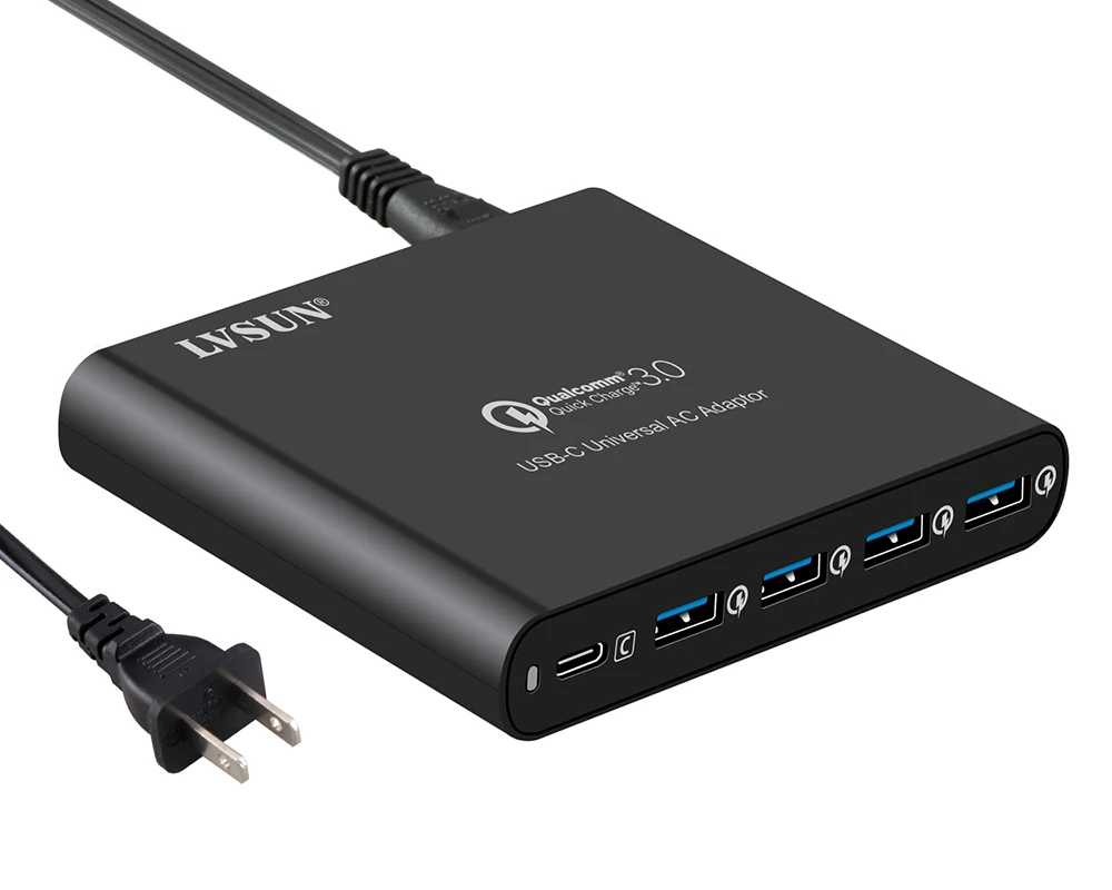 Дешево LVSUN QC 3,0 зарядное устройство для телефона, планшета, ноутбука, адаптер type c USB C USB C зарядное устройство для Macbook Spectre 13 Yoga 5 Dell Hp Xiao mi