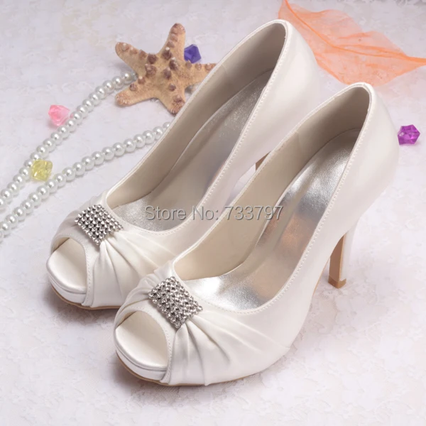 cream peep toe shoes